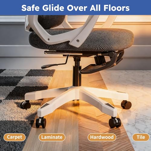 2 Inch Office Chair Wheels, Solid Plastic Casters Wheels Replacement, Heavy-Duty Computer Gaming Desk Chair Casters, Smooth & Safe Rolling for All Floors Hardwood and Carpet, Set of 5