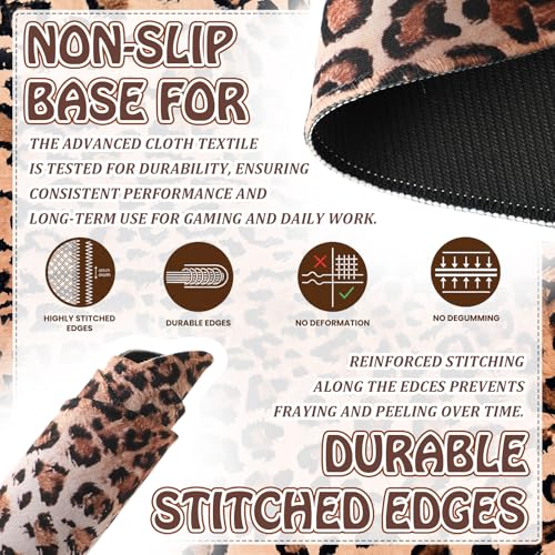 Sabary Leopard Print Desk Mat Cheetah Print Desk Accessories 31.5"x15.8" - color: Brown,black, style: Leopard Print