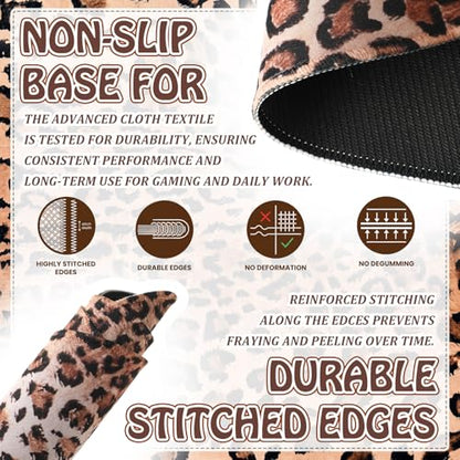 Sabary Leopard Print Desk Mat Cheetah Print Desk Accessories 31.5"x15.8" - color: Brown,black, style: Leopard Print