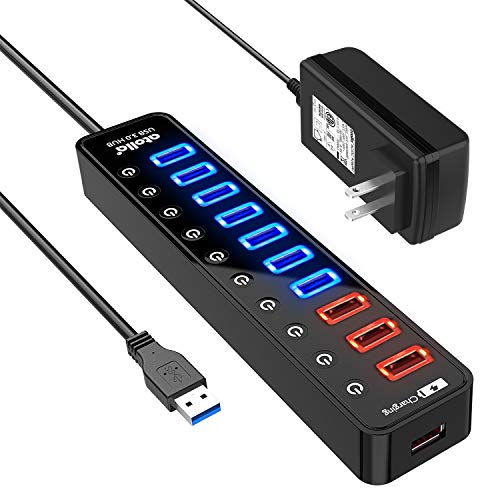 Powered USB 3.0 Hub, atolla 11 Ports, 7 USB 3.0 Data Ports+4 Charging Port
