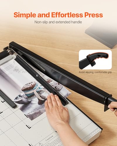 VEVOR Paper Cutter, 18 in Cut Length Guillotine Trimmer, 15-Sheet Capacity, Heavy-Duty Paper Cutter with Security Guard Rail/Blade Lock, Paper Trimmer for Cardstock, Cardboard, Home, Office & School - size: 18" 15-Sheet