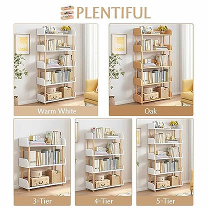 OSCHF 3-Tier Wooden Open Bookcase, Warm White - color: Warm White, size: 3-tier