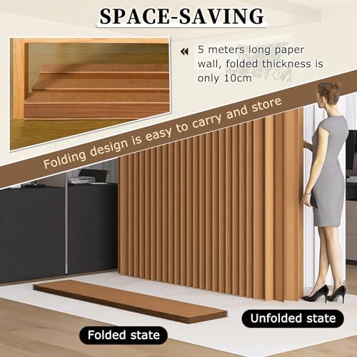 Folding Paper Room Divider – Lightweight Freestanding Privacy Screen for Home, Office & Studio – Portable Partition Wall, No Assembly Required