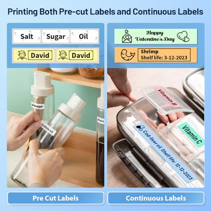 Phomemo D30 Label Maker Machine with case and 4 Rolls Label Tape, Portable Bluetooth Label Printer, Small Smart Phone Handheld Sticker Mini Labeler Multiple Templates Font Icon Easy to Use