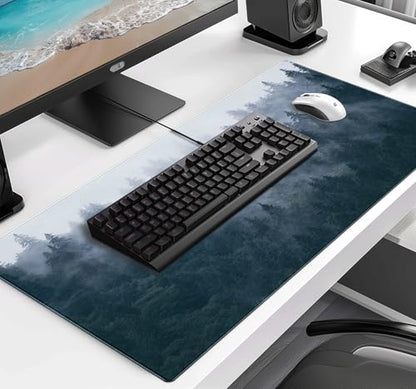 Gray Forest Mouse Pad with Seam Edge Design, Non Slip Rubber Keyboard Pad | Large Extended Mouse Pad; Full Desk Coverage; Waterproof Coating; Stable Anti-Slide Base For Gaming, Office, Study Daily Use - color: Grey Forest