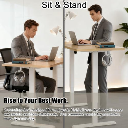 MSZ Electric Standing Desk 48x24 Inch with Memory Presets, Adjustable Height Sit to Stand Computer Desk for Home Office & Gaming, Maple - color: 1-maple