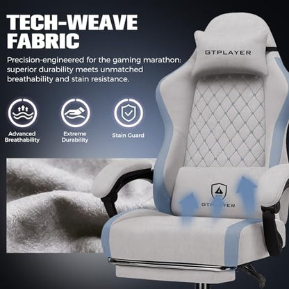 GTPLAYER Gaming Chair, Ergonomic Computer Chair with Footrest and Lumbar Support, High Back Recliner Chair 350lbs, Height Adjustable for Home Office, Grey - color: Grey