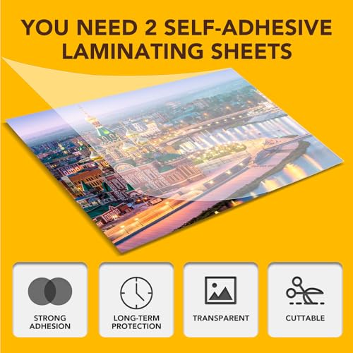 50 Pack Self Adhesive Laminating Sheets, 9 X 12 Inch, Clear Sticker Laminate Sheets Waterproof for Documents, Photos, No Machine Needed Heatless Durable - style: 50P
