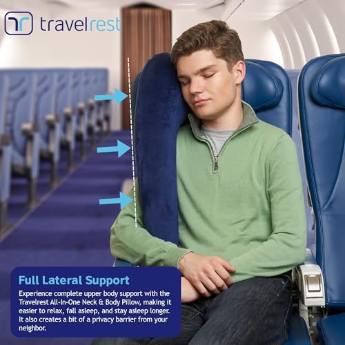 TRAVELREST All-in-One Travel Neck Support & Body Pillow - Blue - color: Blue, size: Premium (With Cover)