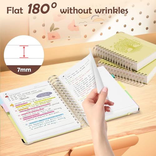 QIYVLOS Hardcover Spiral Notebook, B5 Journal with Removable Dividers Tabs, 5 Subject Notebook College Ruled, 320 Pages 8"x10" Leather Notebooks for Work School Study, Lined Journal for Women, Yellow - color: B5/Yellow