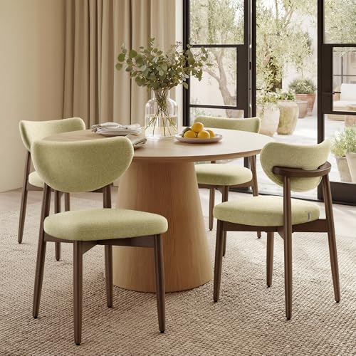 VASAGLE Wooden Dining Chairs Set of 4, Upholstered Kitchen Chairs with Solid Wood Legs, Ergonomic Curved Backrest, Built-in Handle, Mid Century Modern, for Kitchen Dining Vanity, Sage Green - color: Sage Green, size: Set of 4