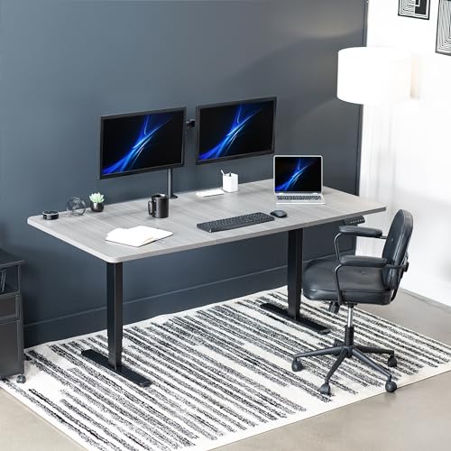 VIVO Dark Gray 71 x 36 in Standing Desk, DESK-KIT-2B7G-36 - color: Dark Gray Top / Black Frame, size: 71 x 36