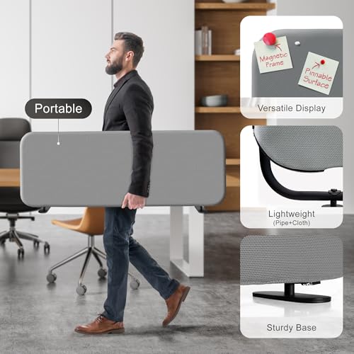DECOLAB Portable Freestanding Room Partition & Desk Divider Set for Home Office, Classroom, Shared Workspace, Steel