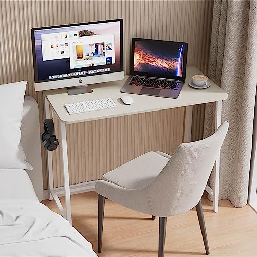 WOHOMO Folding Desk, 39.4" Foldable Computer Table for Small Spaces, Oak - color: Beige, size: Large Size:39.4 x 15.7