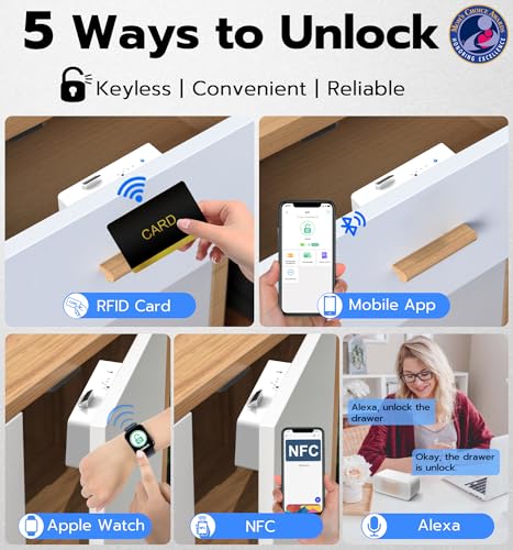Smart Cabinet Lock, Hidden Baby Proofing Child Proof Drawer Locks - color: White