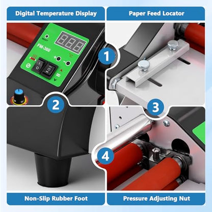 MXBAOHENG 13.78 Inch Hot Cold Roll Laminator, Digital Temperature Display