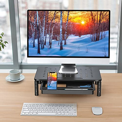 Zimilar 2 Pack Monitor Stand Riser with Drawer, 3 Height Adjustable