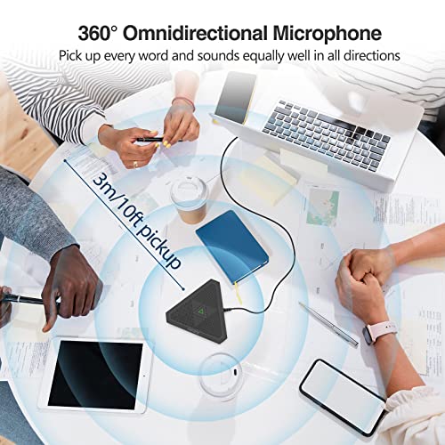CMTECK Conference USB Microphone, Plug-and-Play Omnidirectional Desktop Mic | Built-in mute button; compact desktop design. Crystal-clear pickup for meetings, streaming. Works with Windows/macOS - color: WITHOUT SPEAKER (black)