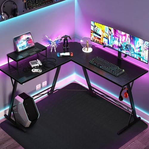 Office Chair Mat for Hardwood Floor: 63" x 51" Extra Large Desk Chair Mat | Black Anti-Slip Rubber Floor Mat for Gaming Rolling Chair, Heavy Duty Sturdy Floor Protector Mat Under L Computer Desk - size: 63" x 51"