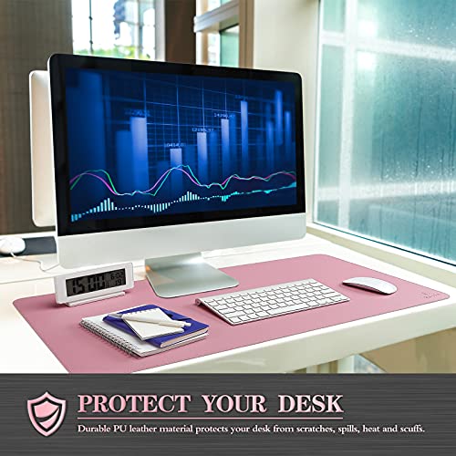 K KNODEL Large Sewing Leather Desk Mat, Desk Pad (Purple, 35.4" x 17") - color: Purple/Pink, size: 35.4" x 17"