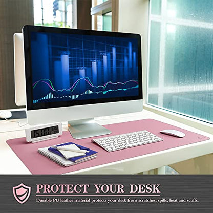 K KNODEL Large Sewing Leather Desk Mat, Desk Pad (Purple, 35.4" x 17") - color: Purple/Pink, size: 35.4" x 17"