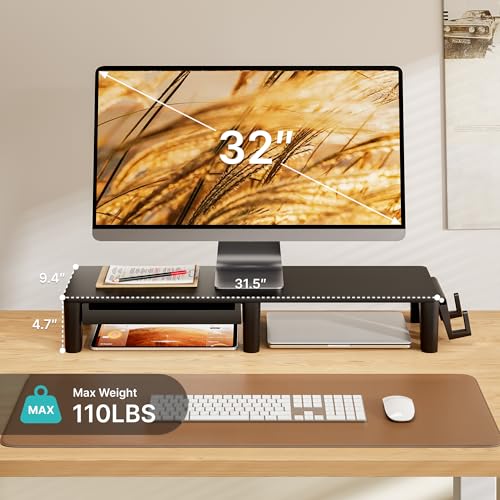 PEGZONE Ergonomic Monitor Stand Riser with Storage Drawer