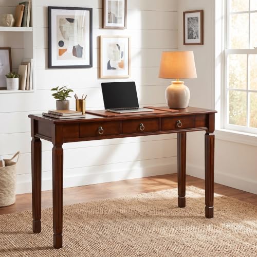 Solid Wood Writing Desk with 3 Drawers, 47"W Large Secretary Table - size: 47.2"W