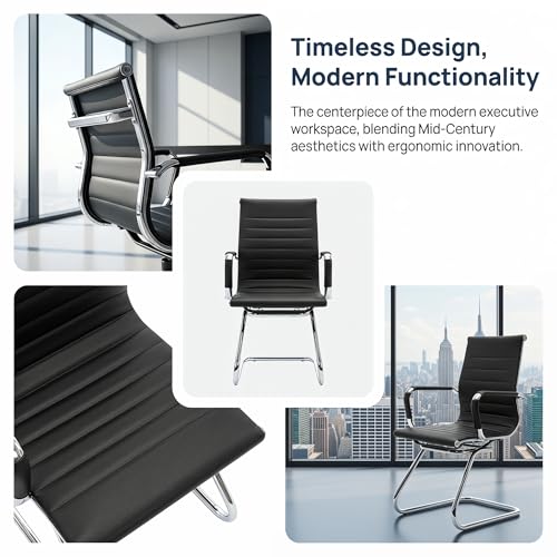 HNY 6-Pack PU Leather Office Guest Chairs - color: Black, size: 6 PCS