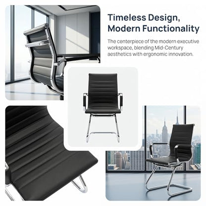 HNY 6-Pack PU Leather Office Guest Chairs - color: Black, size: 6 PCS
