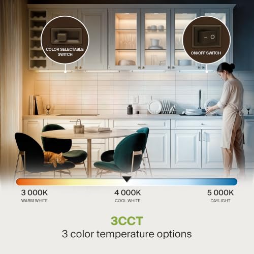 ASD 12 Pack LED Under Cabinet Lighting, 32 inch 16W 1057 LM, Dimmable Hardwired Under Cabinet Lights for Kitchen, 3000K/4000K/5000K, Under Counter Light Fixtures, ETL, Bronze, Bullnose Design - color: 32 Inch Bronze, size: 12 Pack