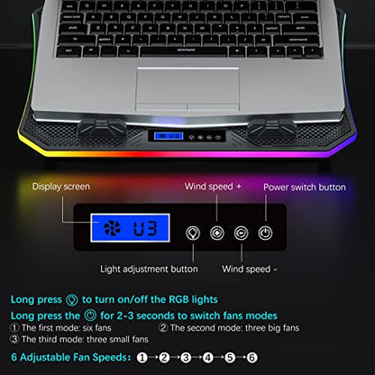 TopMate C12 Laptop Cooling Pad RGB Gaming Notebook Cooler for Desk/Lap Use