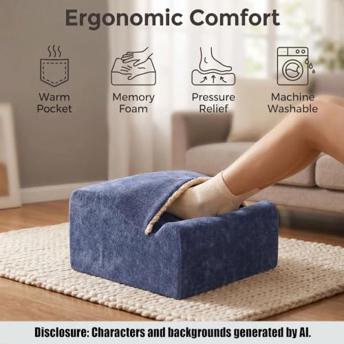 Keep Warm Foot Stool Foot Rest for Under Desk At Work | Office Footrest with Warm Feet Pocket,Ergonomic Under Deskfoot stool Stool for Office Chair & Back &Pain Relief blue+ - color: Blue+
