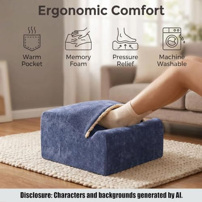 Keep Warm Foot Stool Foot Rest for Under Desk At Work | Office Footrest with Warm Feet Pocket,Ergonomic Under Deskfoot stool Stool for Office Chair & Back &Pain Relief blue+ - color: Blue+