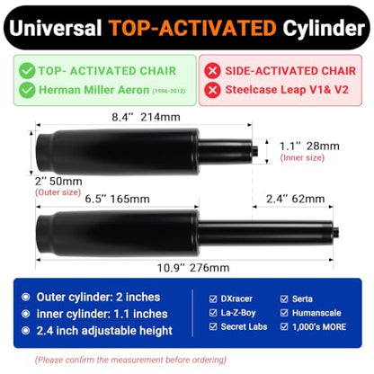 8.4-10.9 Inches Office Chair Cylinder Replacement, TOP-Activated - color: Matte Black, size: 2.4‘’ Height Range