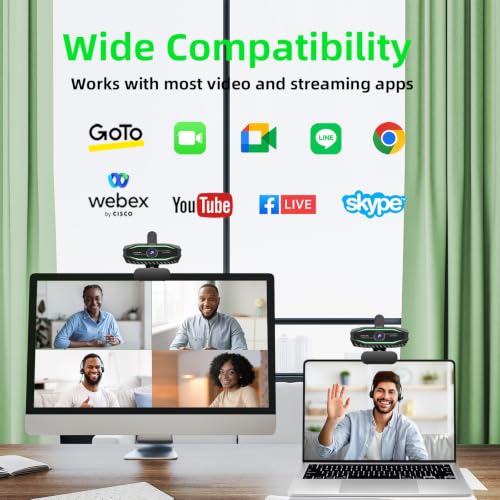 1080P HD Webcam, USB Plug & Play Computer Camera, Auto Low-Light Streaming Camera, RGB Status Light Web cam, Noise-Canceling Microphone Webcam - for Video on Laptop & Desktop