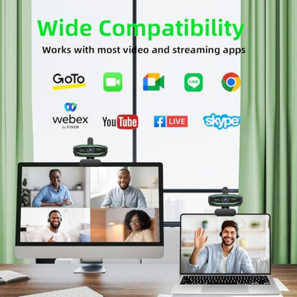 1080P HD Webcam, USB Plug & Play Computer Camera, Auto Low-Light Streaming Camera, RGB Status Light Web cam, Noise-Canceling Microphone Webcam - for Video on Laptop & Desktop