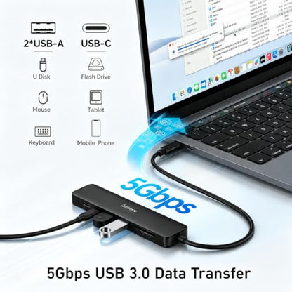 USB C Hub HDMI Adapter for MacBook Pro/Air, 7 in 1 USBC Dongle with HDMI, microSD/SD Card Reader, USB C Data Port,100W PD, and 2 USB 3.0 Compatible for MacBook Pro/Air, Lenovo Thinkpad.(Black) - color: Dark Black