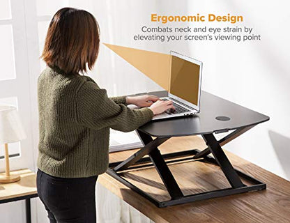Bostitch Office Sit Stand Desk Converter, Height Adjustable Workstation Riser, Includes Wireless Charging Pad, Black (STND-3122BK) - style: Sit-Stand