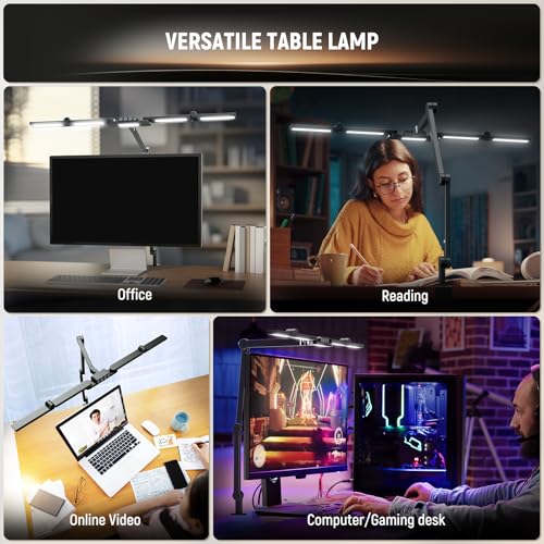 NEEWER Basics 32.5" Clip On Desktop LED Light for Home Office, 23W LED Dimmable Architect Lamp with Table Desk Clamp, 5 Light Bars, Computer Drafting Video Conference Atmosphere Lighting, DL01
