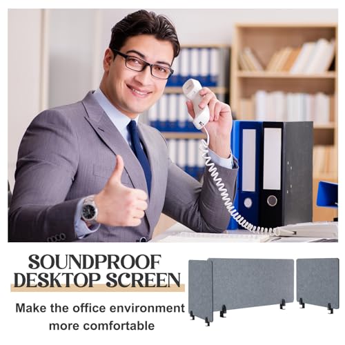 AceOrbit 3 Pcs Clamp-on Desk Divider, 1pcs-47''x 24'' and 2pcs-24''x 24'' Desk Privacy Panel Acoustic Office Partitions Cubicle Modesty Panel for Classroom Noise Reducing Visual Distractions