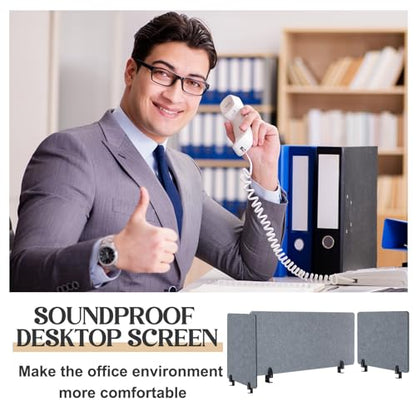 AceOrbit 3 Pcs Clamp-on Desk Divider, 1pcs-47''x 24'' and 2pcs-24''x 24'' Desk Privacy Panel Acoustic Office Partitions Cubicle Modesty Panel for Classroom Noise Reducing Visual Distractions
