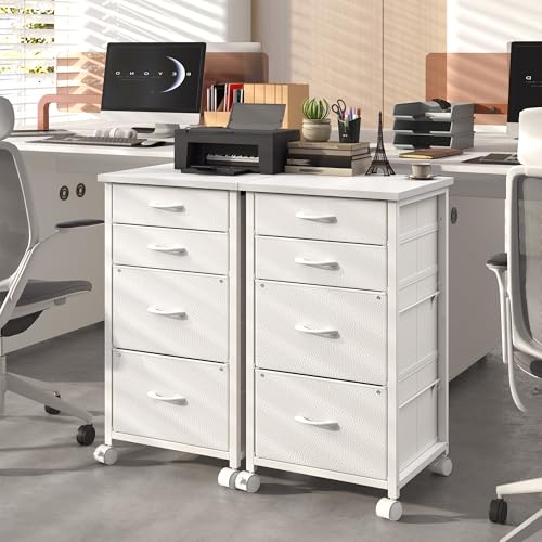 DurayLoly 4-Drawer Rolling File Cabinet Fits A4 Letter Size For Home Office | Printer Stand With Stable Frame, Large Capacity, Easy To Move And Assemble With Lockable Casters, White - color: White
