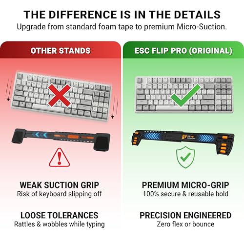 GPG2 ESC Flip PRO Keyboard Stand for Desk (3rd Gen) – Extendable Width, 4 Adjustable Angles, Attaches to Your Keyboard – Compatible with Apple Magic Keyboard, Logitech & Full-Size Flat-Back Models