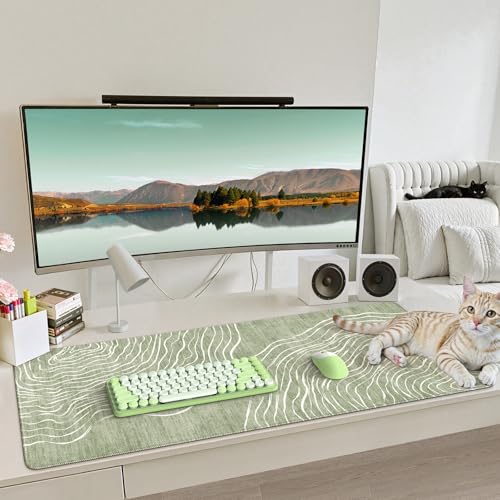 iCasso Desk Cover Mat Green, Extra Large Mouse Pad for Laptop - color: Wave-Green