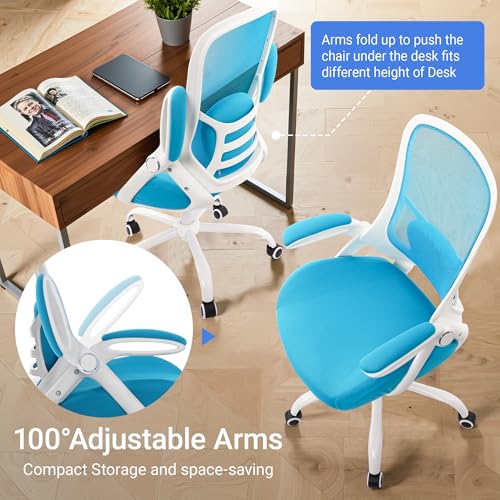 HYLONE 400lbs Heavy Duty Office Chair, Computer Desk Chair Blue | Office and Home, Big and Tall, 5" Thickened Seat, Ergonomic with Adjustable Armrests - color: Blue