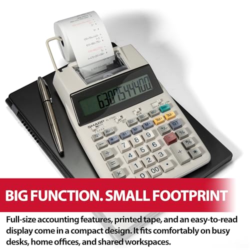 Sharp EL-1750V Two-Color Printing Calculator 2 Lines/Sec 3" Black/Red - color: Off-White