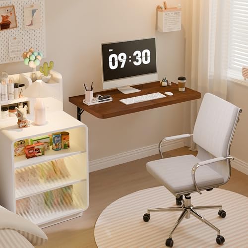 Dogsky Floating Wall Desk 24" x 14" - 100 lbs Heavy Duty Solid Pine - color: Walnut, size: 24" x 14"