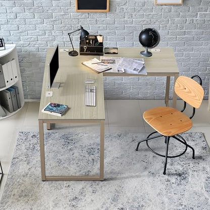 SHW 55 x 60 Commercial-Grade L-Shape Corner Office Computer Desk, Maple | 10-Year Limited Warranty - color: Maple