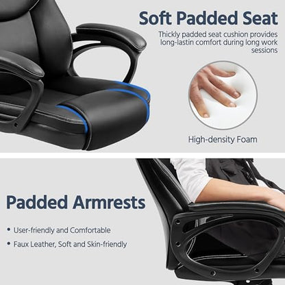 Yaheetech Executive Office Chair High Back PU Leather Adjustable Seat Black - color: Black
