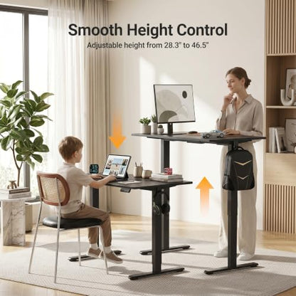 Claiks Electric Height Adjustable Standing Desk, 40x24 Inch, Deep Black | Smooth Height Adjustment, 3 Memory Presets, Cable Management Hub&Hook, Stable Steel Frame, 176lbs Capacity, Easy Assembly - color: Deep Black, size: 40